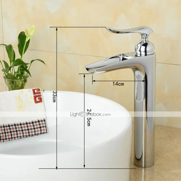 Bathroom Sink Faucet - Waterfall Chrome Centerset Single Handle One HoleBath Taps