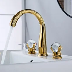 Bathroom Sink Faucet - Widespread Electroplated Widespread Two Handles Three HolesBath Taps