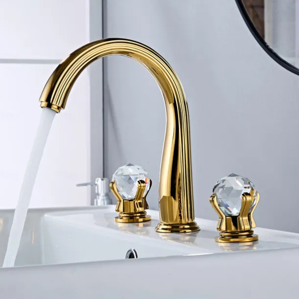 Bathroom Sink Faucet - Widespread Electroplated Widespread Two Handles Three HolesBath Taps
