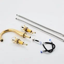 Bathroom Sink Faucet - Widespread Electroplated Widespread Two Handles Three HolesBath Taps