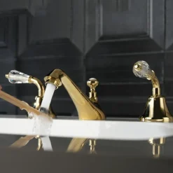 Bathroom Sink Faucet - Widespread Electroplated Widespread Two Handles Three HolesBath Taps