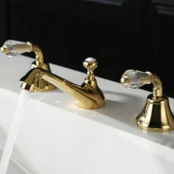 Bathroom Sink Faucet - Widespread Electroplated Widespread Two Handles Three HolesBath Taps