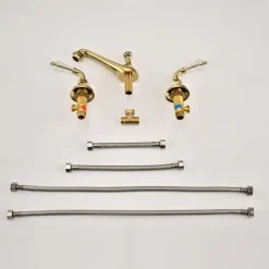 Bathroom Sink Faucet - Widespread Electroplated Widespread Two Handles Three HolesBath Taps