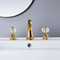 Bathroom Sink Faucet - Widespread Electroplated Widespread Two Handles Three HolesBath Taps