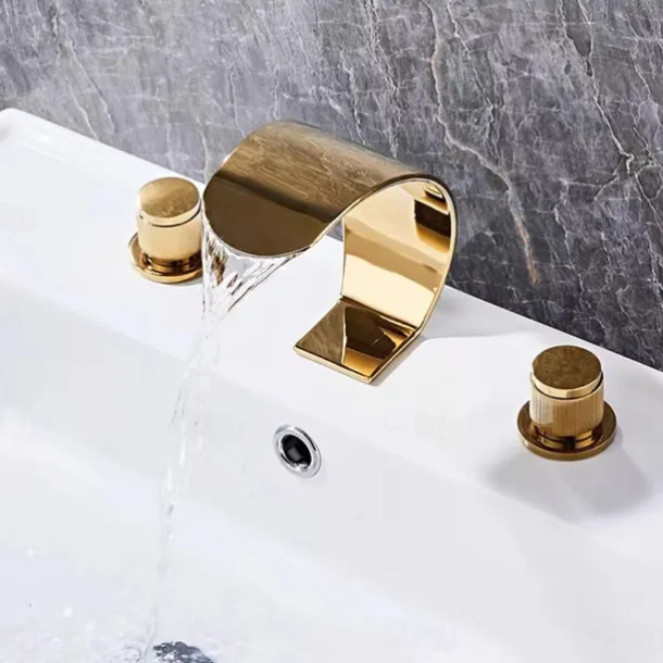 Bathroom Sink Faucet - Widespread Electroplated Widespread Single Handle Two HolesBath Taps