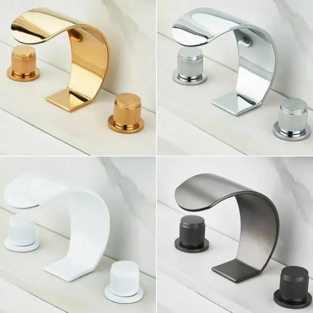 Bathroom Sink Faucet - Widespread Electroplated Widespread Single Handle Two HolesBath Taps