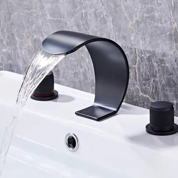 Bathroom Sink Faucet - Widespread Electroplated Widespread Single Handle Two HolesBath Taps