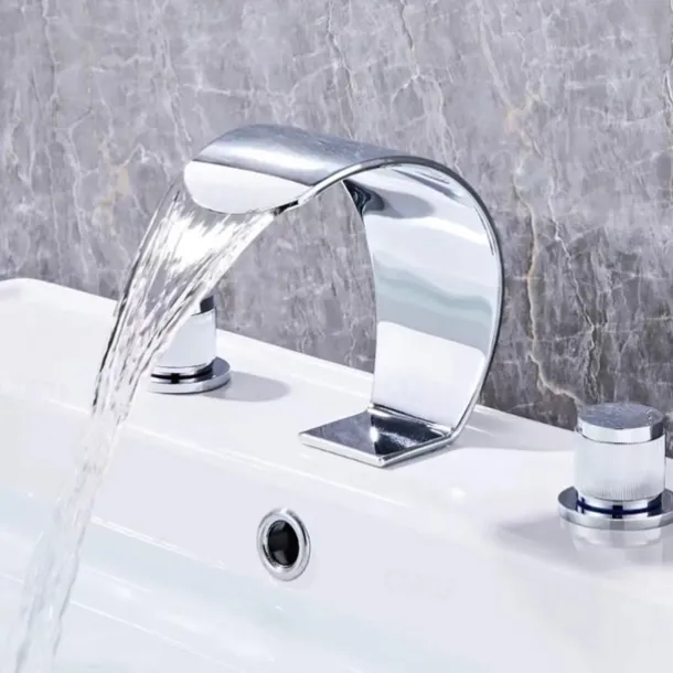 Bathroom Sink Faucet - Widespread Electroplated Widespread Single Handle Two HolesBath Taps