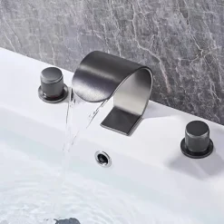 Bathroom Sink Faucet - Widespread Electroplated Widespread Single Handle Two HolesBath Taps