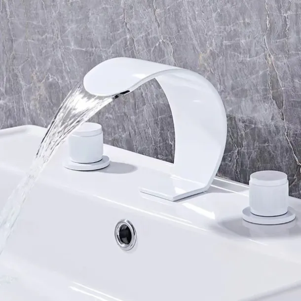 Bathroom Sink Faucet - Widespread Electroplated Widespread Single Handle Two HolesBath Taps