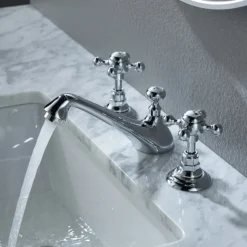 Bathroom Sink Faucet - Widespread Electroplated Widespread Two Handles Three HolesBath Taps
