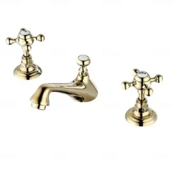 Bathroom Sink Faucet - Widespread Electroplated Widespread Two Handles Three HolesBath Taps