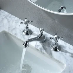 Bathroom Sink Faucet - Widespread Electroplated Widespread Two Handles Three HolesBath Taps