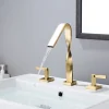 Bathroom Sink Faucet - Widespread Electroplated Widespread Two Handles Three HolesBath Taps