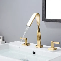 Bathroom Sink Faucet - Widespread Electroplated Widespread Two Handles Three HolesBath Taps
