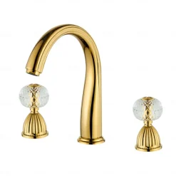 Bathroom Sink Faucet - Widespread Electroplated Widespread Two Handles Three HolesBath Taps