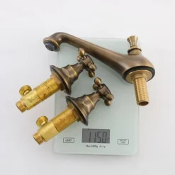 Bathroom Sink Faucet - Widespread Antique Brass Widespread Two Handles Three HolesBath Taps
