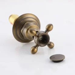 Bathroom Sink Faucet - Widespread Antique Brass Widespread Two Handles Three HolesBath Taps