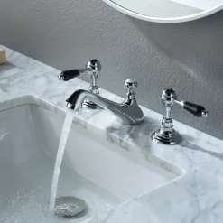 Bathroom Sink Faucet - Widespread Electroplated Widespread Two Handles Three HolesBath Taps