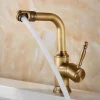 Bathroom Sink Faucet Antique Brass Swivel Spout Single Handle Faucet Retro Faucet Adjustable Water Outlet