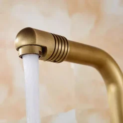 Bathroom Sink Faucet Antique Brass Swivel Spout Single Handle Faucet Retro Faucet Adjustable Water Outlet