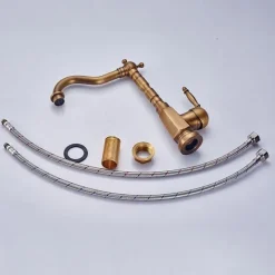 Bathroom Sink Faucet Copper/Centerset Basin Faucet Single Handle One Hole Bath Taps Contain with Cold and Hot Water