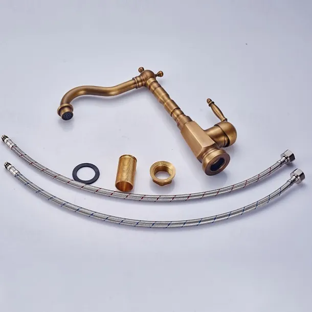 Bathroom Sink Faucet Copper/Centerset Basin Faucet Single Handle One Hole Bath Taps Contain with Cold and Hot Water