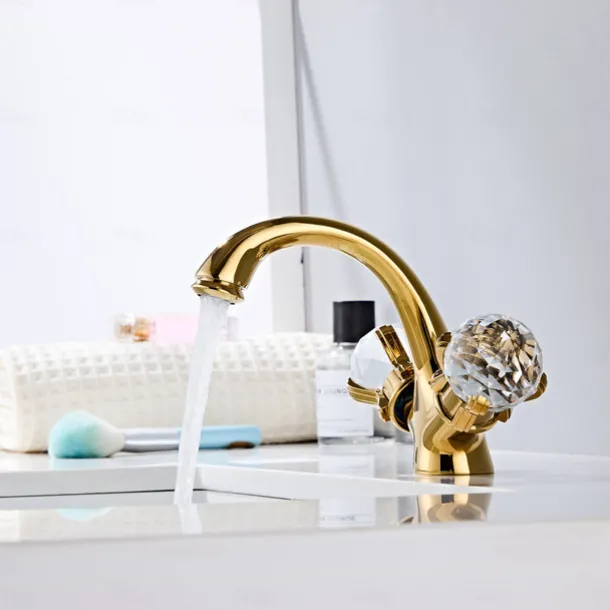 Bathroom Sink Faucet Electroplated Modern Brass Single Handle One Hole Centerset Mount for Sink, Hot and Cold Water Hoses Included