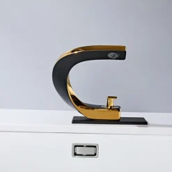 Bathroom Sink Faucet Electroplated Modern Brass Single Handle One Hole Cold And Hot Water Available Centerset Mount Lavatory Bathroom Vanity Faucet