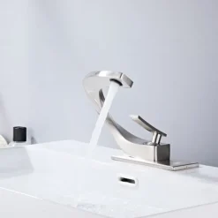 Bathroom Sink Faucet Electroplated Modern Brass Single Handle One Hole Cold And Hot Water Available Centerset Mount Lavatory Bathroom Vanity Faucet