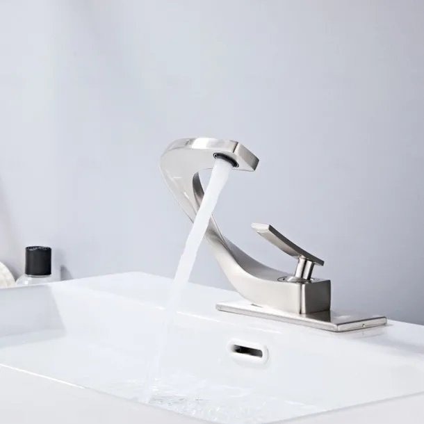 Bathroom Sink Faucet Electroplated Modern Brass Single Handle One Hole Cold And Hot Water Available Centerset Mount Lavatory Bathroom Vanity Faucet