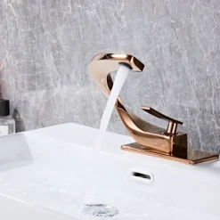 Bathroom Sink Faucet Electroplated Modern Brass Single Handle One Hole Cold And Hot Water Available Centerset Mount Lavatory Bathroom Vanity Faucet