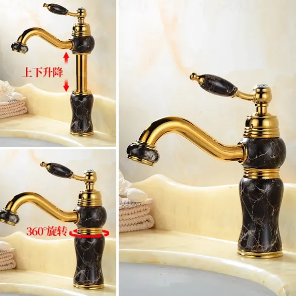 Bathroom Sink Faucet Mixer Basin Tap, Brass Single Handle with Hot and Cold Hose- Rotatable / Classic Electroplated Centerset Single Handle One HoleBath Taps