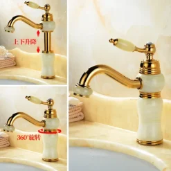 Bathroom Sink Faucet Mixer Basin Tap, Brass Single Handle with Hot and Cold Hose- Rotatable / Classic Electroplated Centerset Single Handle One HoleBath Taps