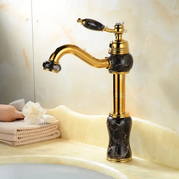 Bathroom Sink Faucet Mixer Basin Tap, Brass Single Handle with Hot and Cold Hose- Rotatable / Classic Electroplated Centerset Single Handle One HoleBath Taps