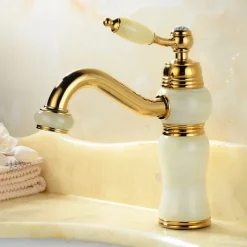 Bathroom Sink Faucet Mixer Basin Tap, Brass Single Handle with Hot and Cold Hose- Rotatable / Classic Electroplated Centerset Single Handle One HoleBath Taps