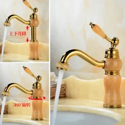 Bathroom Sink Faucet Mixer Basin Tap, Brass Single Handle with Hot and Cold Hose- Rotatable / Classic Electroplated Centerset Single Handle One HoleBath Taps