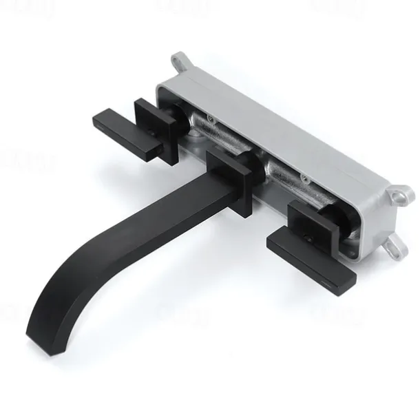 Bathroom Sink Faucet ,Wall Mount Brass Waterfall Widespread Black Two Handles Two Holes Bath Taps