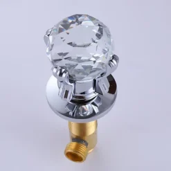 Bathroom Sink Faucet with Two Crystal Knob Handles Waterfall Matte Black/Chrome Deck Mounted Widespread 3 Holes Bathroom Faucets for Bathtub or Sink