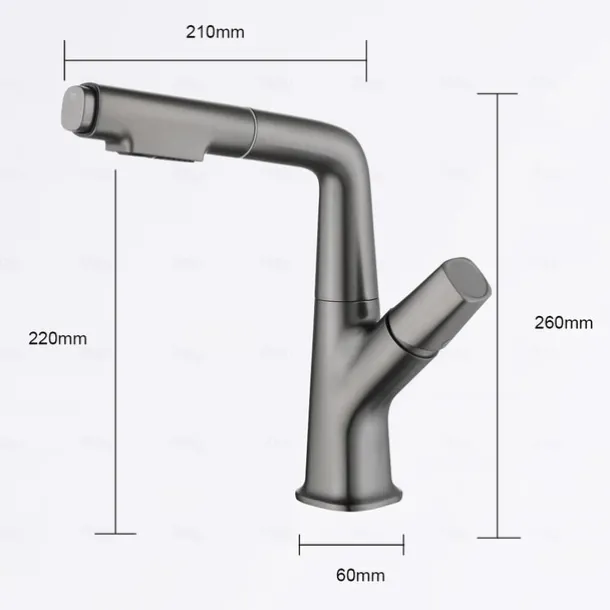 Bathroom Sink Faucet with Pull Out Spray,Brass Liftable 3-modes Electroplated / Painted Finishes Centerset Single Handle One Hole Lavatory Rotating Spout for Cold and Hot Water Bath Taps