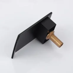 Bathroom Sink Faucet with Two Crystal Knob Handles Waterfall Matte Black/Chrome Deck Mounted Widespread 3 Holes Bathroom Faucets for Bathtub or Sink