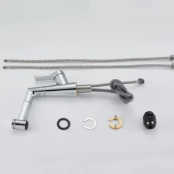 Bathroom Sink Faucet with Pull Out Spray,Brass Liftable 3-modes Electroplated / Painted Finishes Centerset Single Handle One Hole Lavatory Rotating Spout for Cold and Hot Water Bath Taps