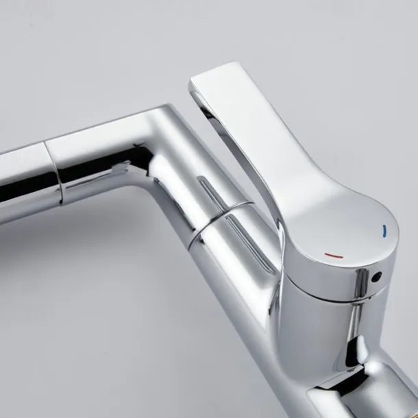 Bathroom Sink Faucet with Pull Out Spray,Brass Liftable 3-modes Electroplated / Painted Finishes Centerset Single Handle One Hole Lavatory Rotating Spout for Cold and Hot Water Bath Taps