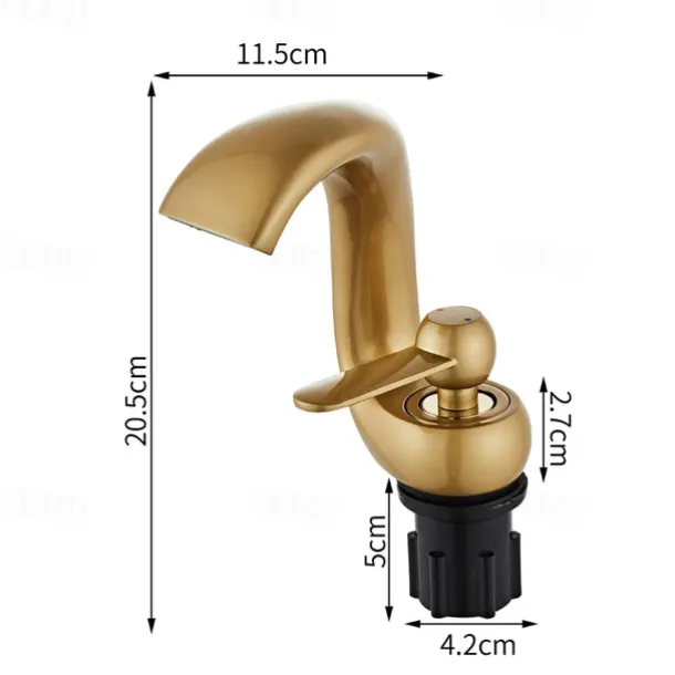 Bathroom Sink Faucet,Antique Brass Waterfall Single Handle One Hole Bath Taps with Hot and Cold Switch
