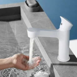 Bathroom Sink Faucet,Black Bathroom Faucet,Brass Single Handle One Hole Bath Taps(Black/Grey/Chrome/Golden)