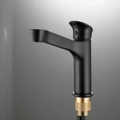 Bathroom Sink Faucet,Black Bathroom Faucet,Brass Single Handle One Hole Bath Taps(Black/Grey/Chrome/Golden)