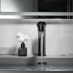 Bathroom Sink Faucet,Black Bathroom Faucet,Brass Single Handle One Hole Bath Taps(Black/Grey/Chrome/Golden)