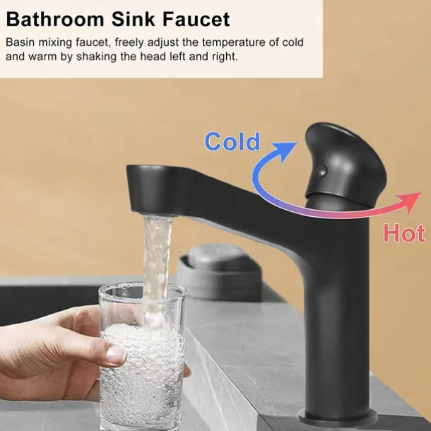 Bathroom Sink Faucet,Black Bathroom Faucet,Brass Single Handle One Hole Bath Taps(Black/Grey/Chrome/Golden)