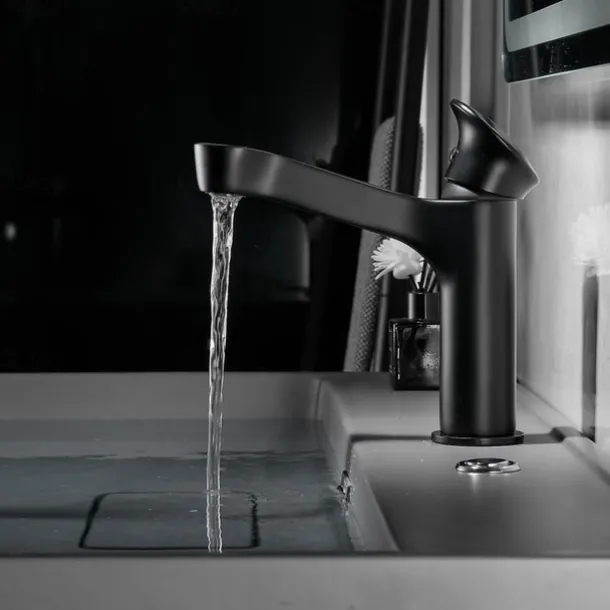 Bathroom Sink Faucet,Black Bathroom Faucet,Brass Single Handle One Hole Bath Taps(Black/Grey/Chrome/Golden)