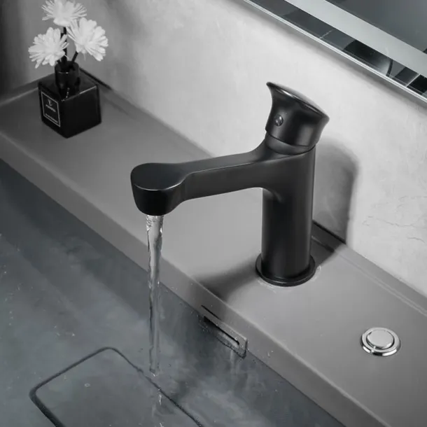 Bathroom Sink Faucet,Black Bathroom Faucet,Brass Single Handle One Hole Bath Taps(Black/Grey/Chrome/Golden)